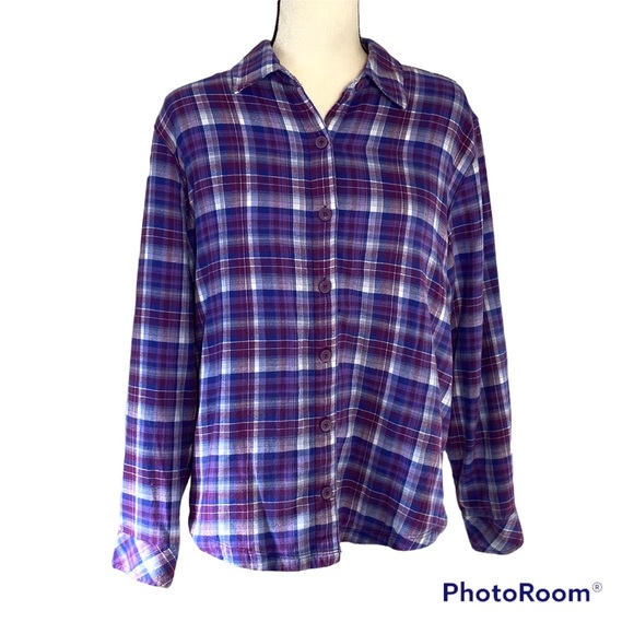 Riders by Lee Womens Fleece lined Flannel Button down shirt jacket Size Large - Picture 3 of 6